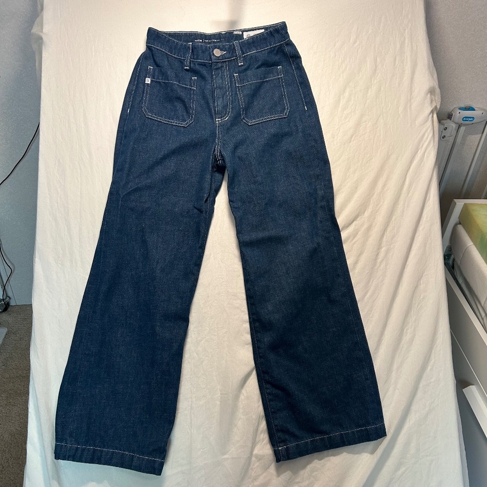 adriano goldshmied kassie high rise wide leg jeans women's size 24 front pockets